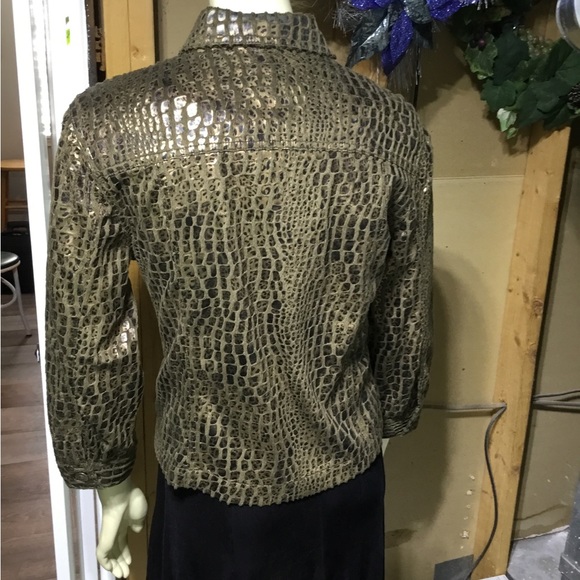 Ruby Rd Zip Up Brown & Gold Blazer - Picture 2 of 16